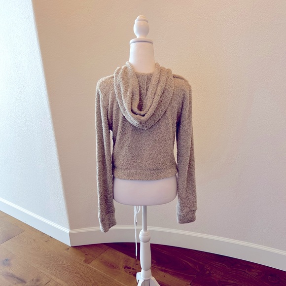 Kohl’s SO Favorite Full Zip Cozy Fuzzy Beige Hoodie - Size M - Picture 2 of 5